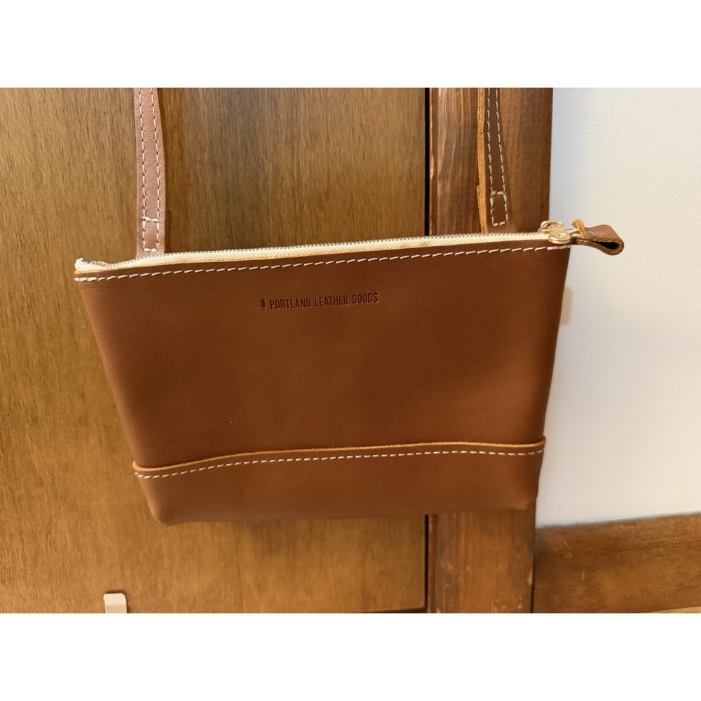 Portland Leather Goods Fiesta Small Zipper Adjustable Purse Brown Crossbody Bag